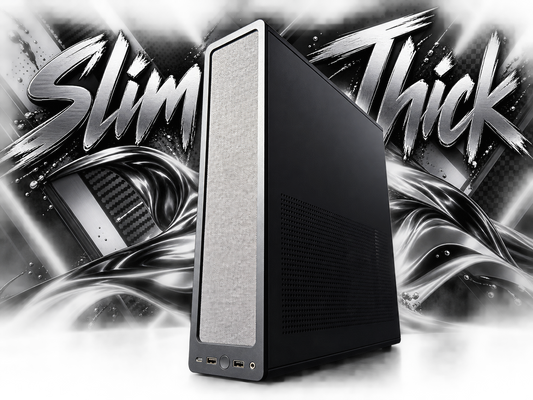 Slim Thick compact custom gaming PC with Ryzen 5 9600X and RTX 5060 Ti