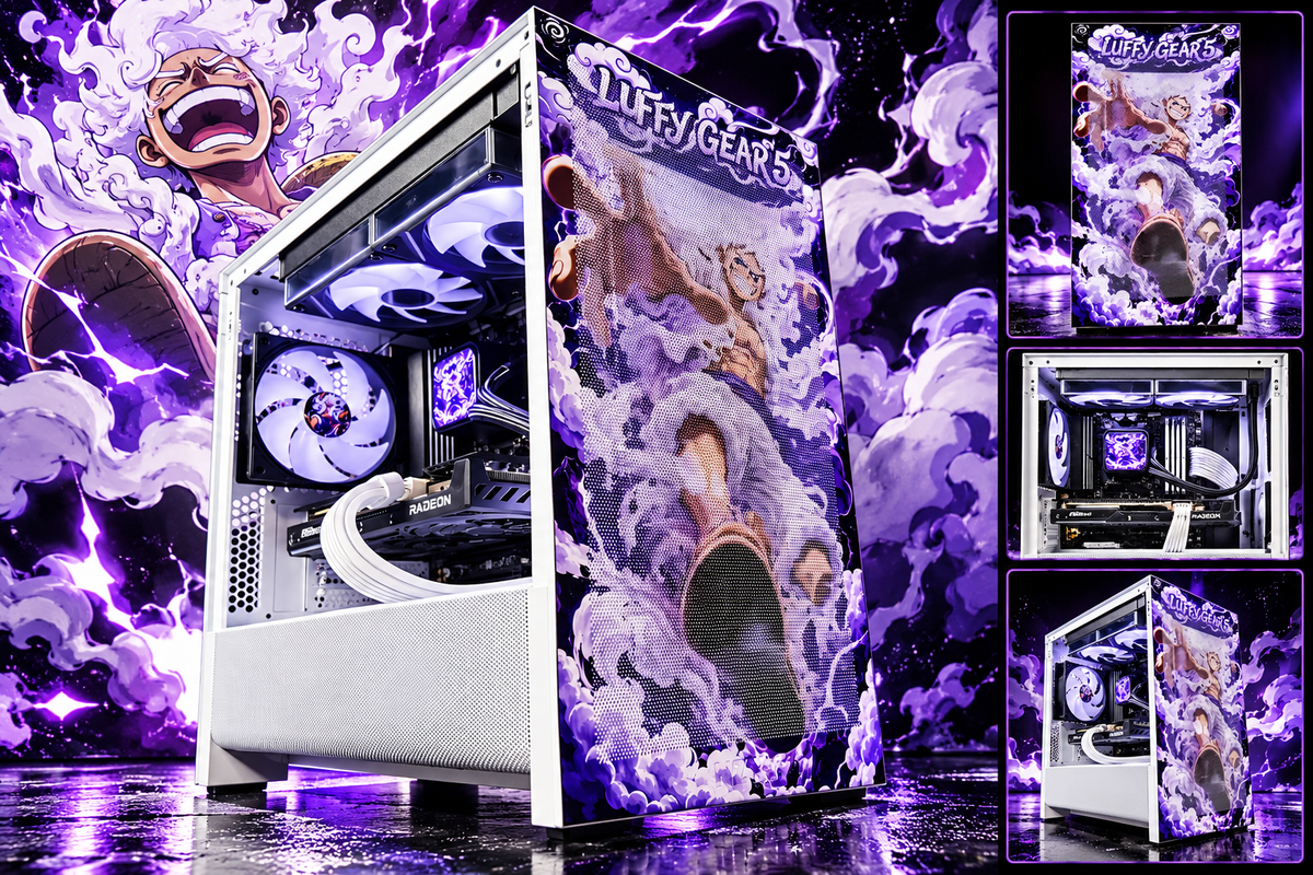 Gear 5 custom Luffy-themed gaming PC build by Tusker PCs in New Jersey