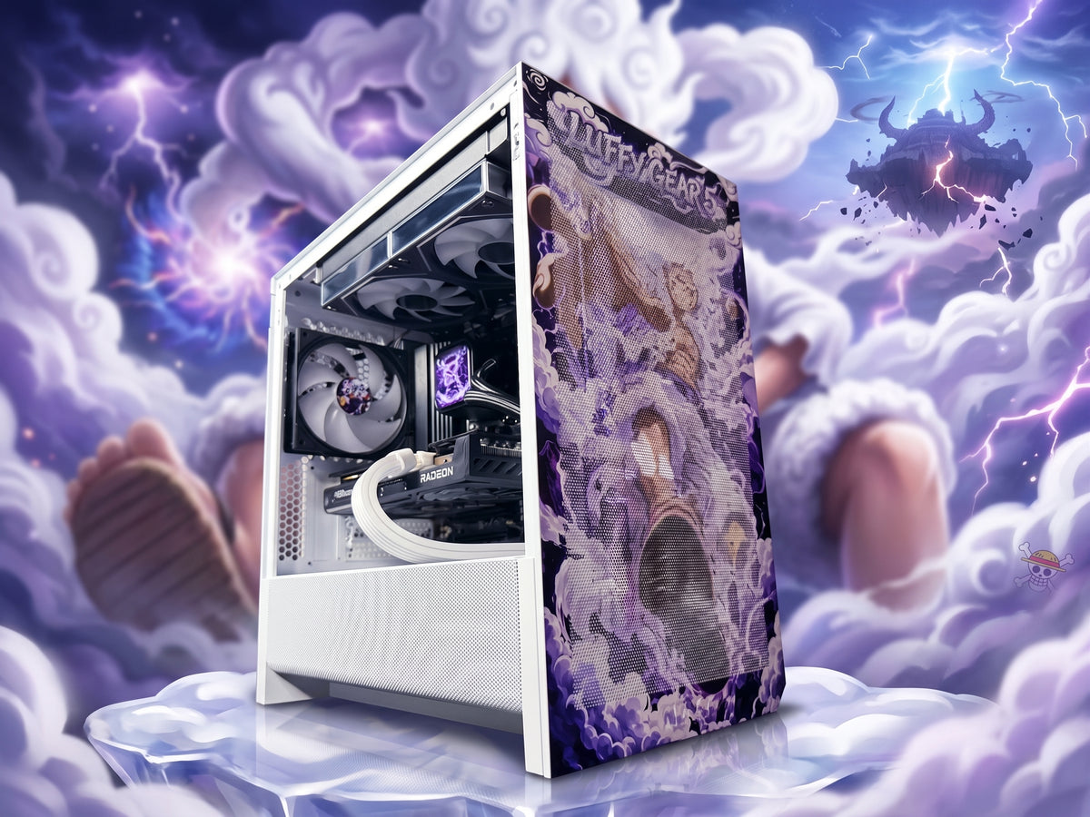 Gear 5 custom One Piece-themed gaming PC with Ryzen 5 7500X3D and RX 9060 XT
