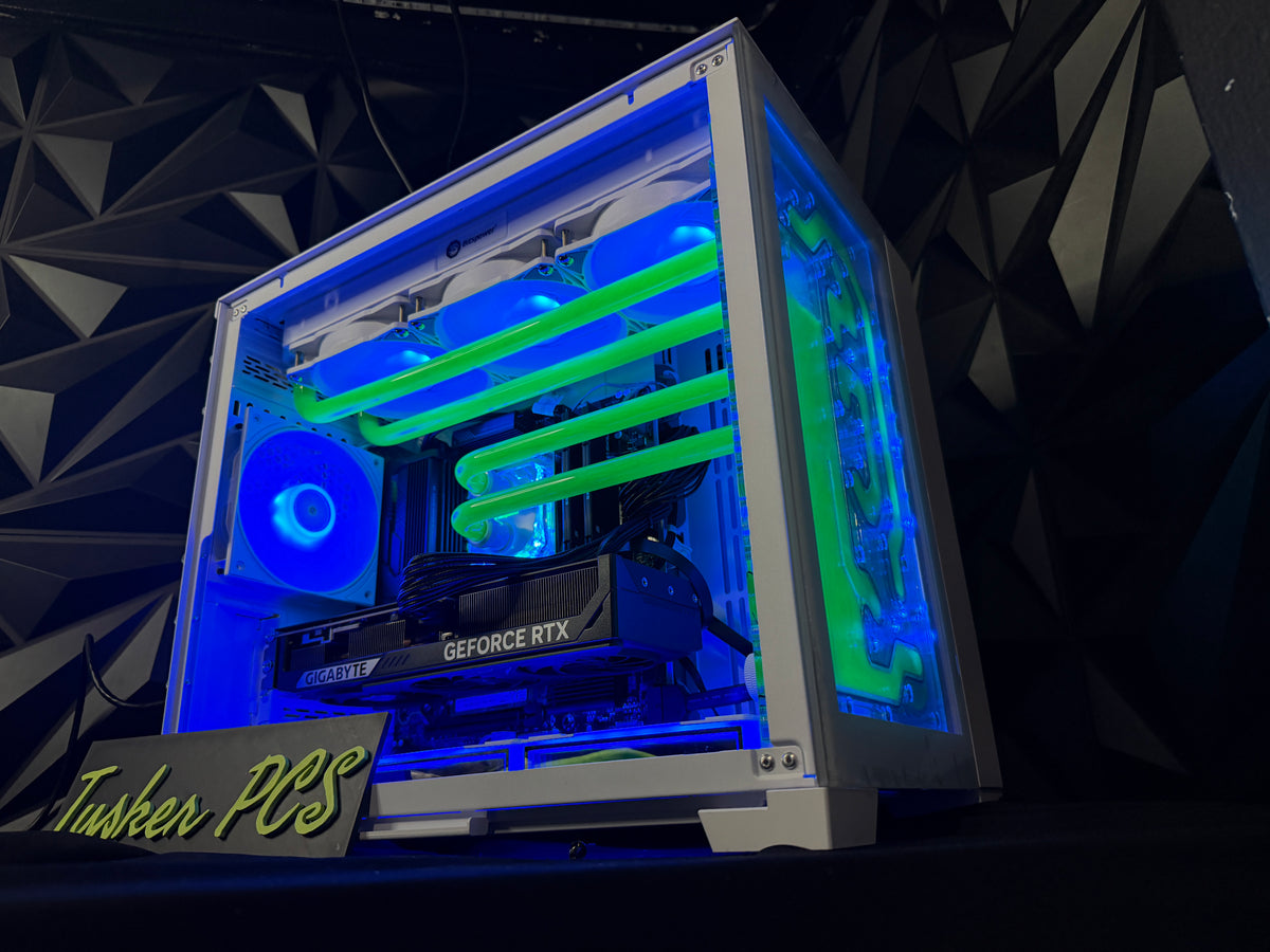 Gamma Ray custom-loop gaming PC by Tusker PCs in New Jersey