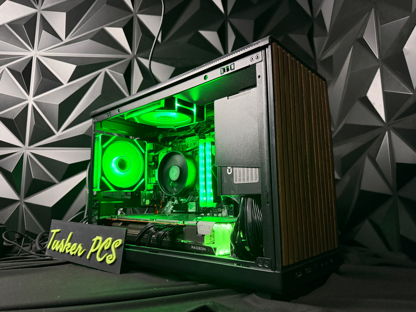 Neon Oak gaming PC rear I/O ports
