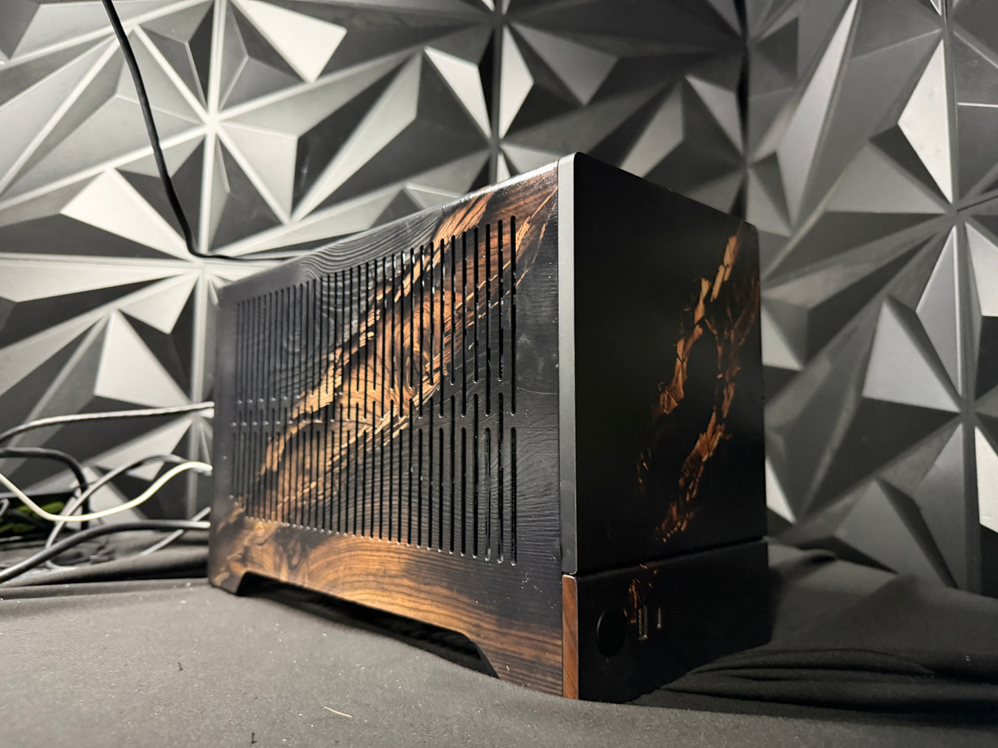 Midnight Oak gaming PC interior with RTX 5070 graphics card