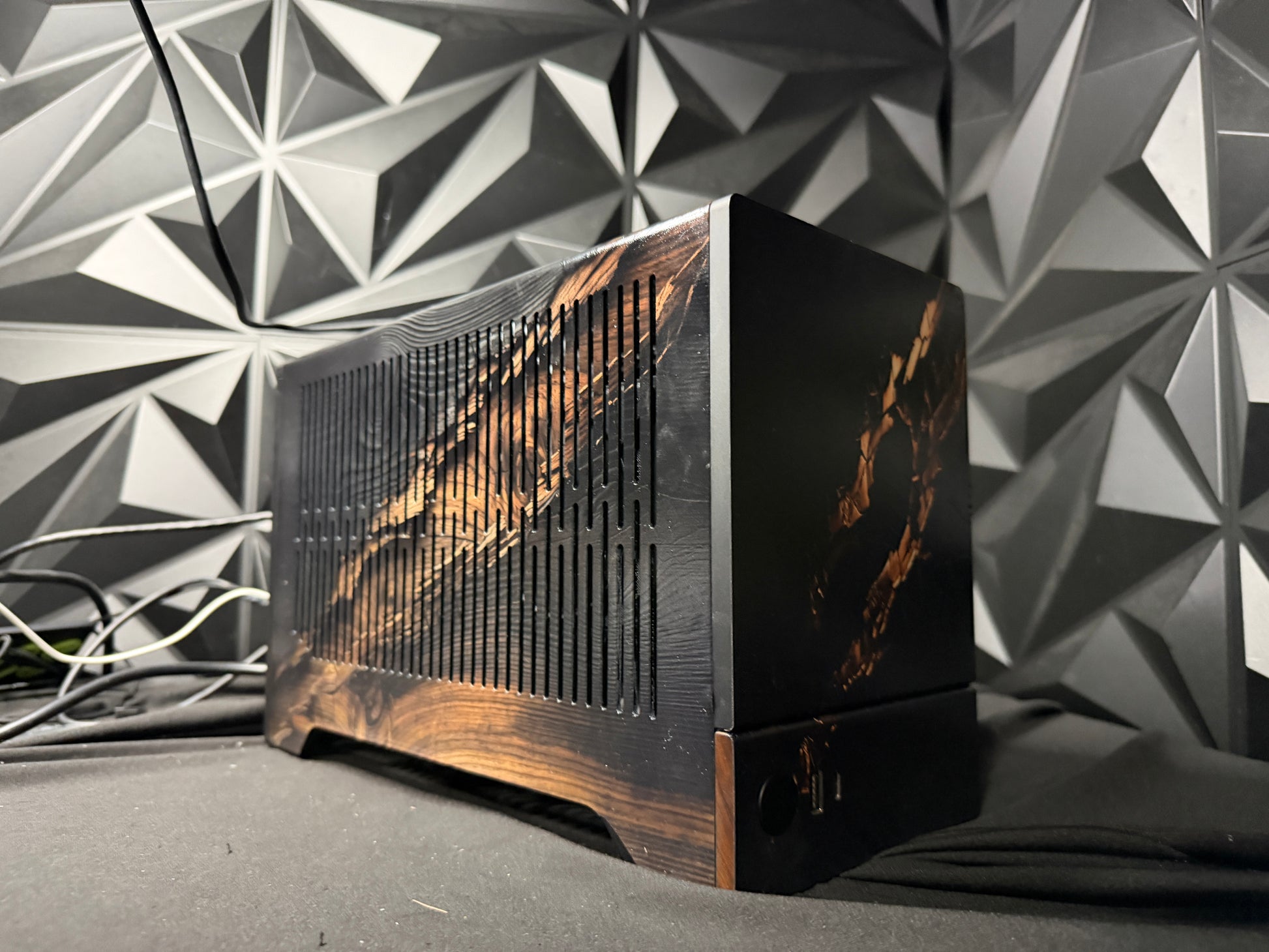 Midnight Oak gaming PC interior with RTX 5070 graphics card