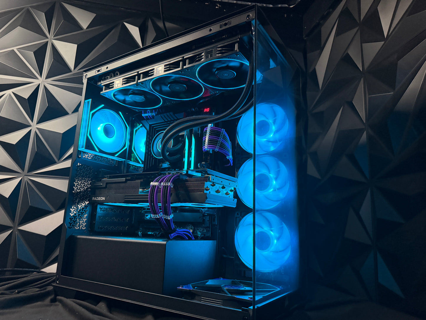 Violet Midnight black-and-purple gaming PC front view