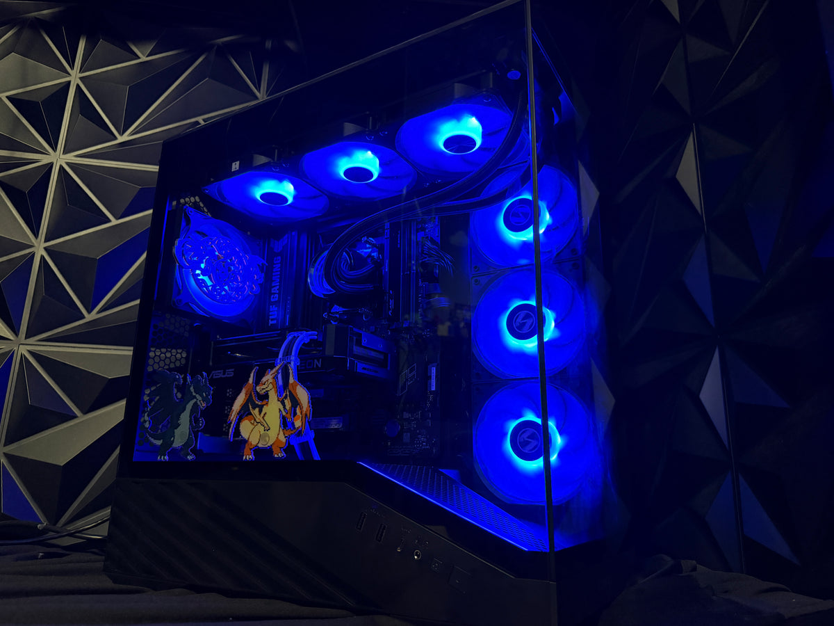 XY Gamer gaming PC custom 3D-printed fan cover detail
