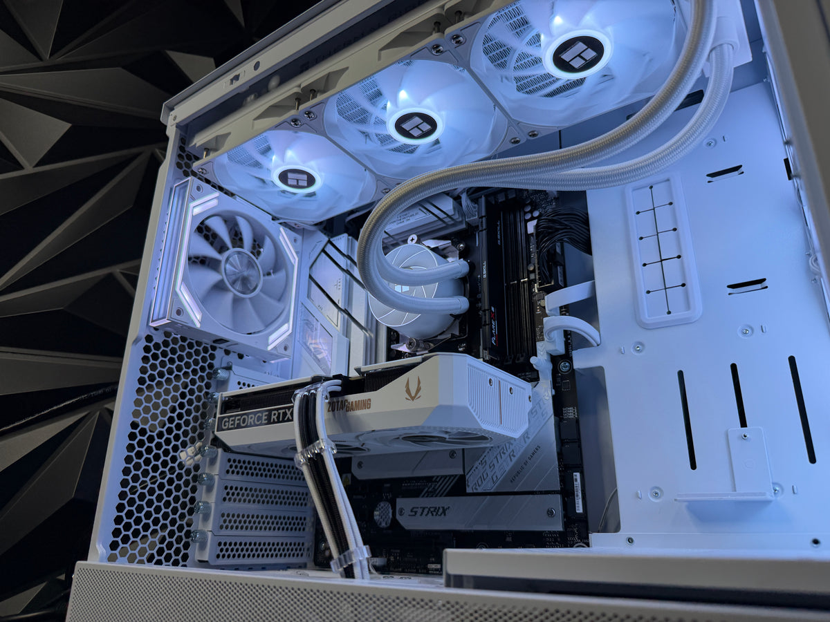 Titanium White gaming PC with 360mm liquid cooler