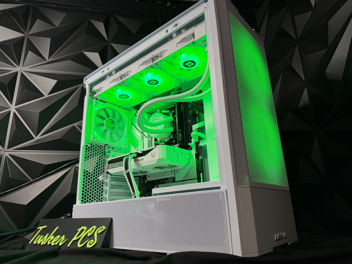 Titanium White gaming PC in Lian Li Lancool 207 case