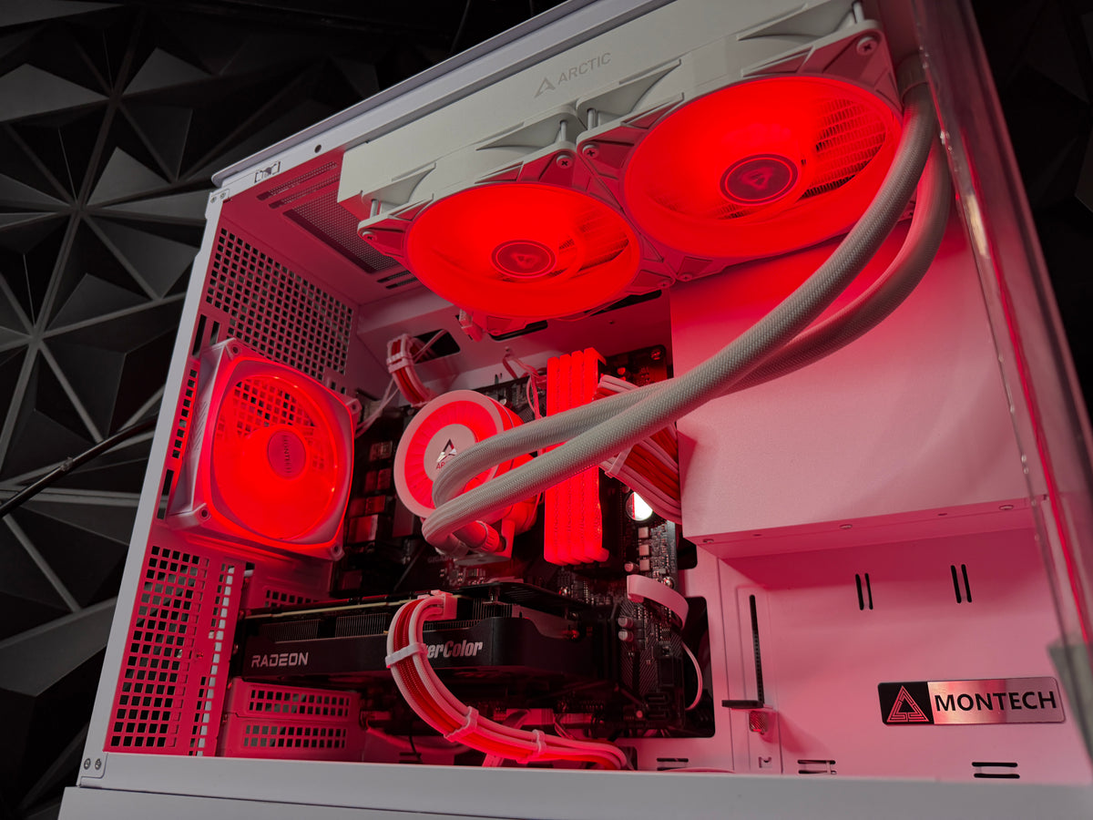 Blood Ice gaming PC interior with RX 9060 XT