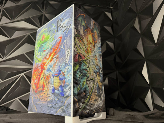 Kanto Clash Pokemon themed mini gaming PC with colorful character art on front and side panels, Tusker PCS